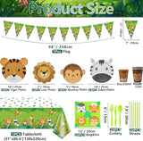 162Pcs Jungle Party Supplies Include Animal Shape Plates Jungle