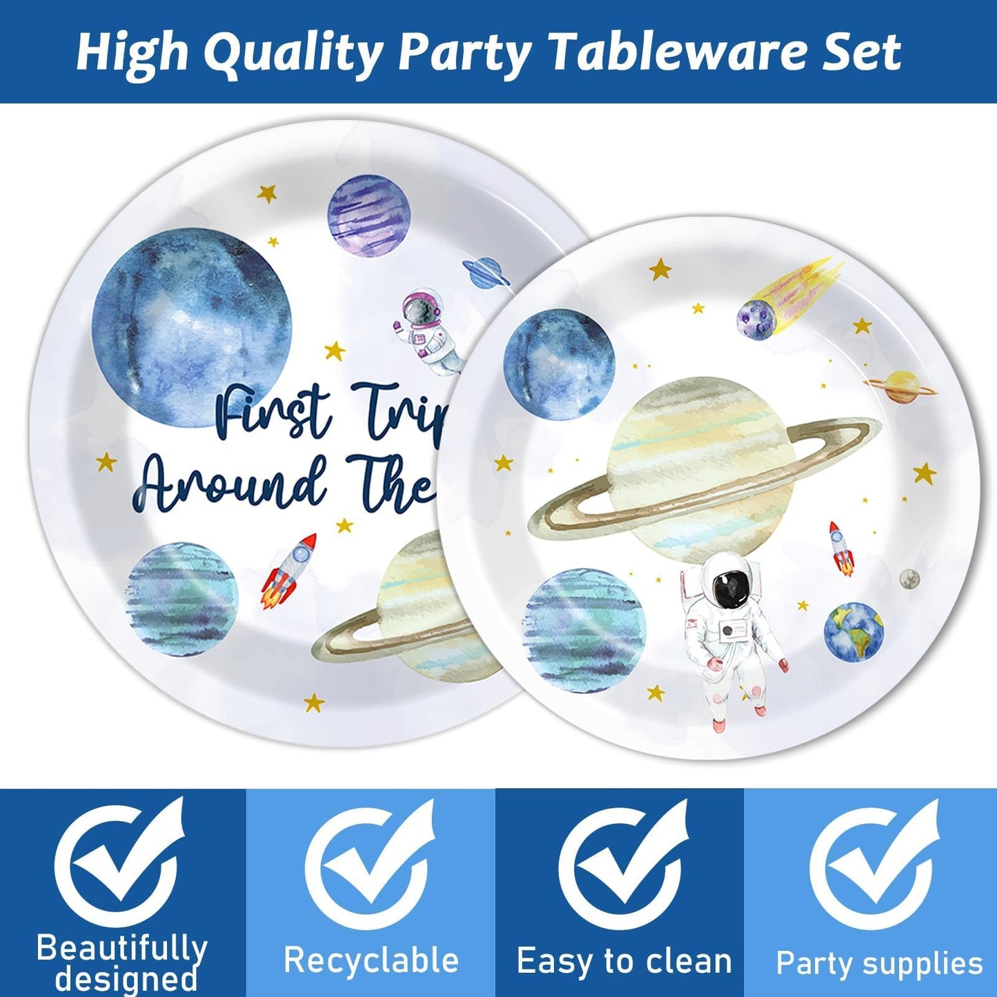 200 PCS First Trip Around the Sun Birthday Tableware Disposable