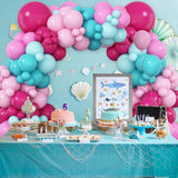 Hot Pink and Teal Blue Balloon Arch Garland Kit, Rose Red Teal Blue