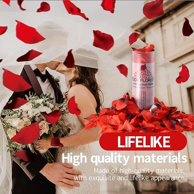 CODE FLORIST 1500 PCS Dark-Red Silk Rose Petals for Valentine's