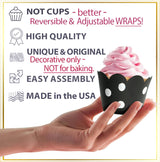Cupcake Wrappers - Black & White Wedding, Painted Polka Dot Chic