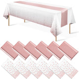 12 Pack Disposable Plastic Tablecloths and Satin Table Runner Set