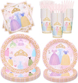 175Pcs Princess Paper Plates Napkins Princess Themed Birthday Party