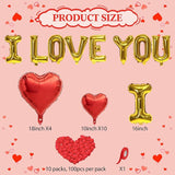 I Love You Balloons Valentines Day Decorations Red Heart Love Foil