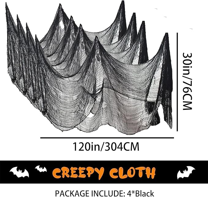 4 Pack Halloween Creepy Cloths Scary Spooky Cloth Creepy Gauze 30