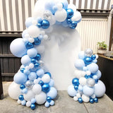Blue and White Balloons, 67pcs 12 Inch Blue Balloon and White Silver