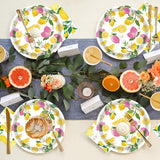50PCS Lemon Party Supplies - 7" Lemon Plates with Blue Tiles & Yellow