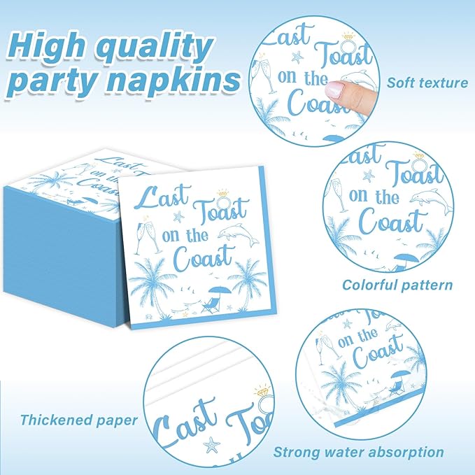 96Pcs Last Toast on the Coast Party Supplies Coastal Bachelorette