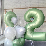 Sage Green Balloon Number 8, 40 Inch Large Self Inflating Foil Number