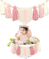 Boho Pink Handmade 1st Birthday High Chair Banner First Highchair