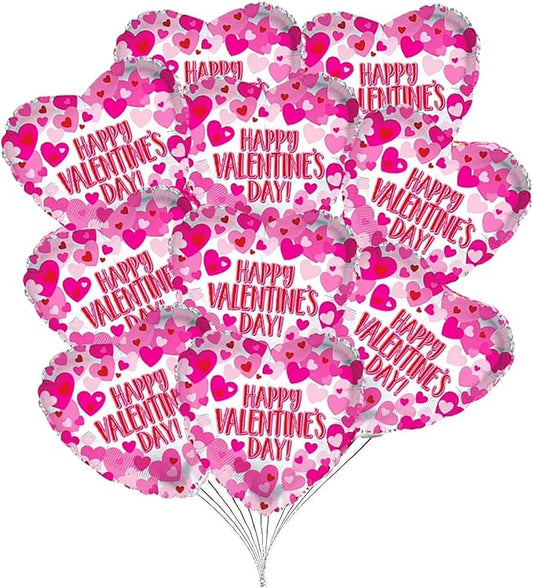 10Pcs 18 Inch Red Heart Balloons Valentine's Day Heart Shape Foil
