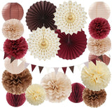 Burgundy Brown Beige Boho Party Decorations 20pcs Dusty Pink Fall