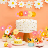 Henoyso 48 Pcs Daisy Cupcake Toppers Groovy Spring Flower Cake Topper