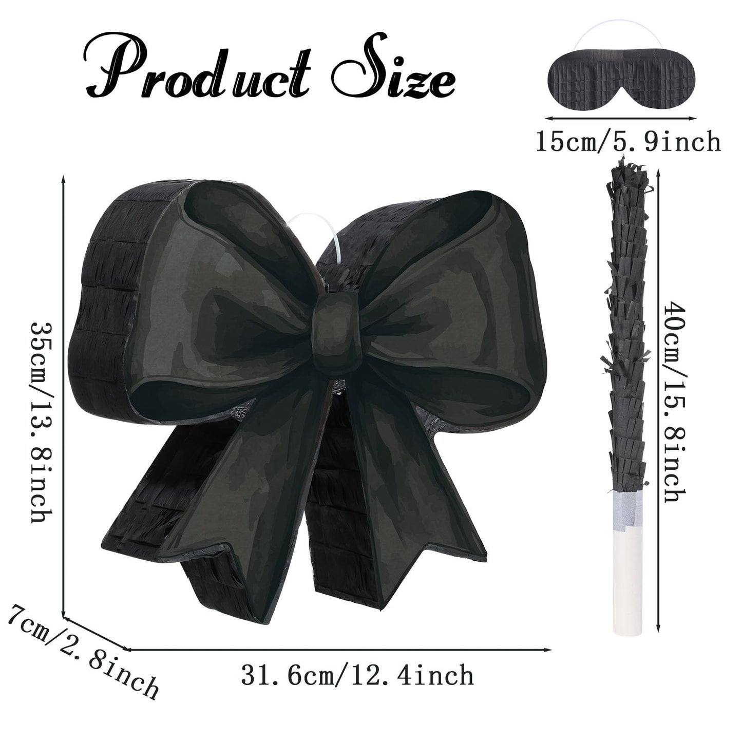 Threan Bow Piñata Bow Party Piñata with Bat Stick Blindfold Mask