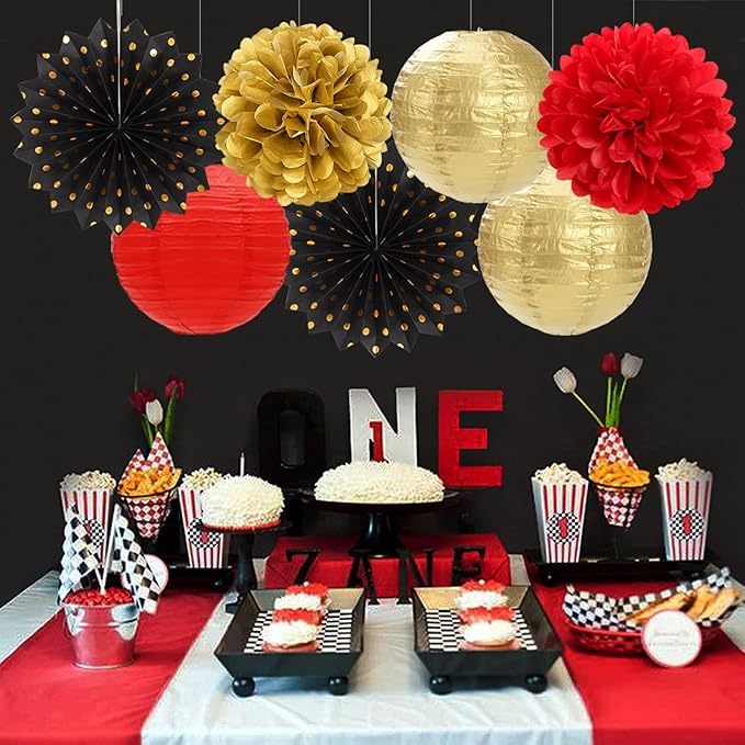 Red Black Gold Casino Theme Party Decorations 20pcs Game Night Paper