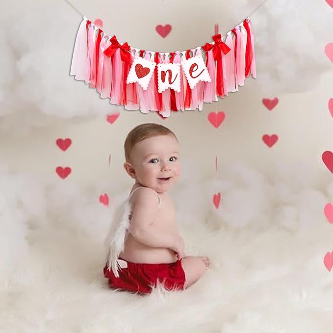 Valentine's Day One High Chair Banner Valentine's Day Themed First