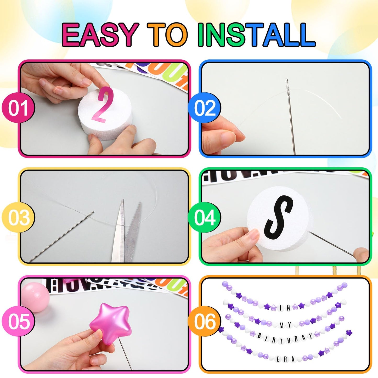 DIY Giant Friendship Bracelet Birthday Garland Kit with Letters Ball