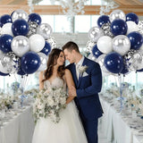 Zesliwy Navy Blue Silver Balloons Kit,50pcs 12inch Royal Dark Blue