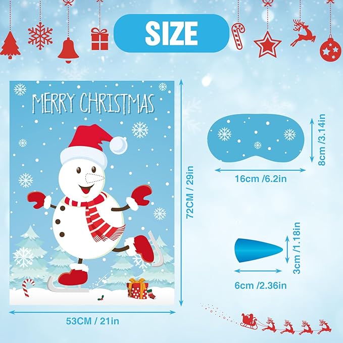 ASTARON Pin The Snowman Nose Christmas Pin The Tail Party Games