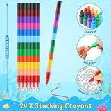 24 Under the Sea Mini Coloring Books Kids with 24 Stacking Crayons