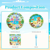 96 Pcs Hello Summer Party Decorations Summer Beach Paper Plates and
