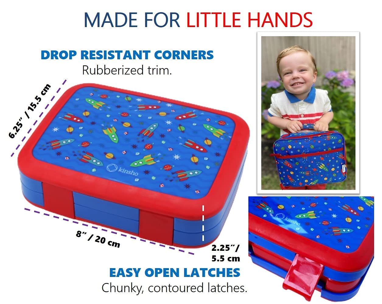 kinsho Bento Lunch Box, Water Bottle, Ice Pack Set For Kids Toddlers,