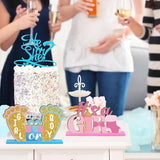6 Pcs Baby Gender Reveal Table Wooden Decorations Blue and Pink