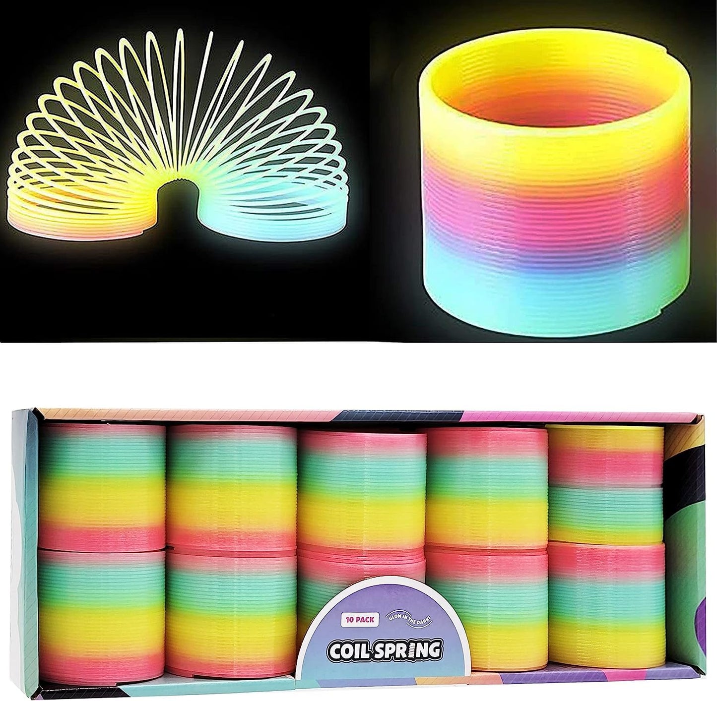 The Dreidel Company 20-Pack Plastic Coil Spring, Glow-in-The-Dark