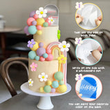 46 PCS Boho Groovy Cake Topper Mini Balls Acrylic Retro Hippie Daisy