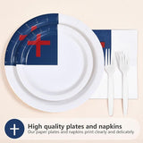 96Pcs Easter Decorations Christian Jesus Flag Plates and Napkins