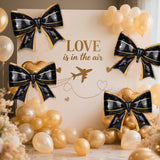 4Pcs Giant Bow Balloons, 97.5cm/38in Big Elegant Coquette Theme Star D