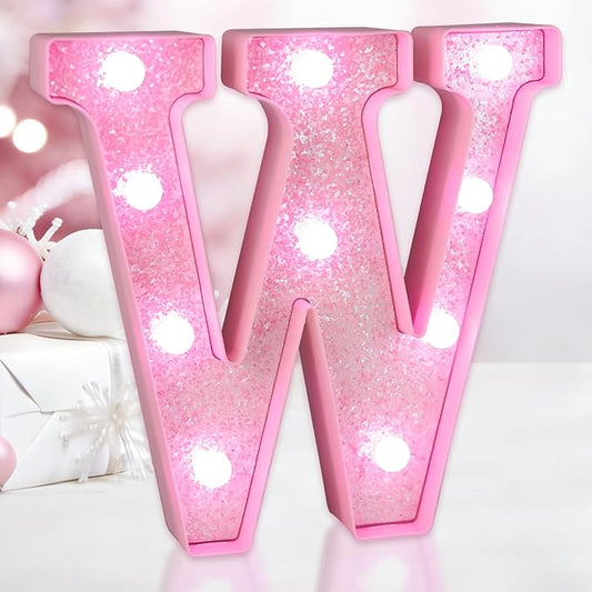 Pink Light Up Letters, LED Marquee Letters for Table, Small Glitter #2