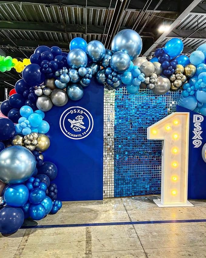 Bezente Blue Balloons Set,60pcs 12 inch Metallic Blue Pearl Blue Navy