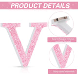 Qunclay Pink Crystal Diamond Letter Wall Decor, Glitter Wooden Bling