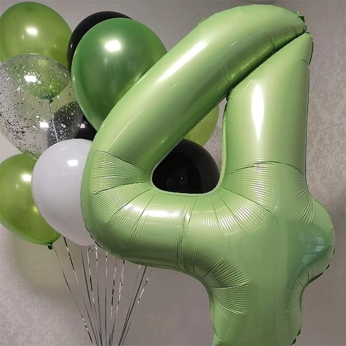 Sage Green 1 Balloons, 40 Inch Giant Olive Green Helium Foil Number