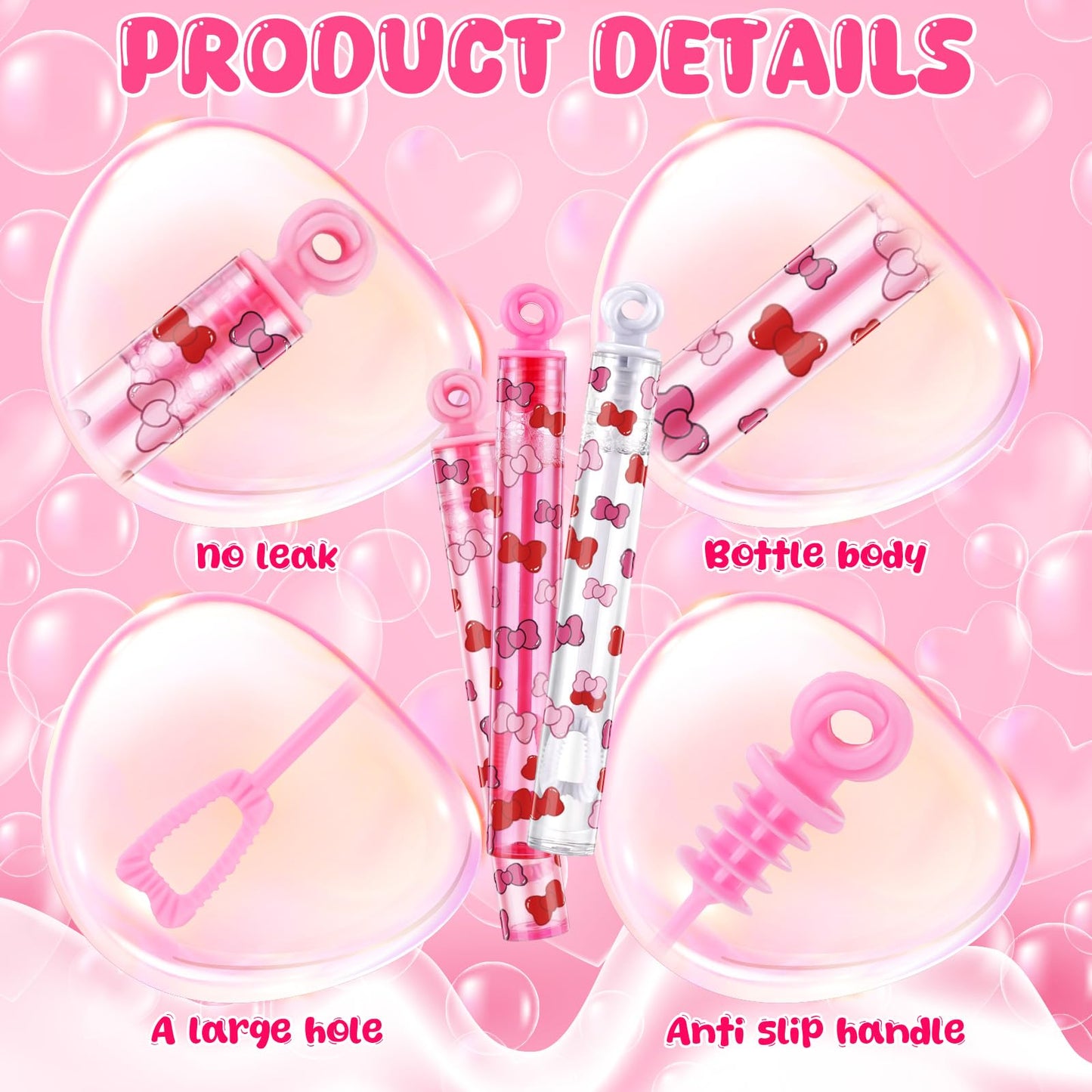 Rotatingpals 32 Pcs Kitty Bubble Wands Kawaii Bow Bubbles Wand Party