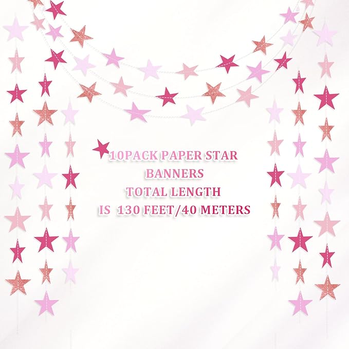 Patelai Glitter Star Garland Banner 2026 Graduation Decor 130 Feet #16
