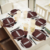 96 Pcs Football Party Supplies Bundle Paper Plates Napkins Football