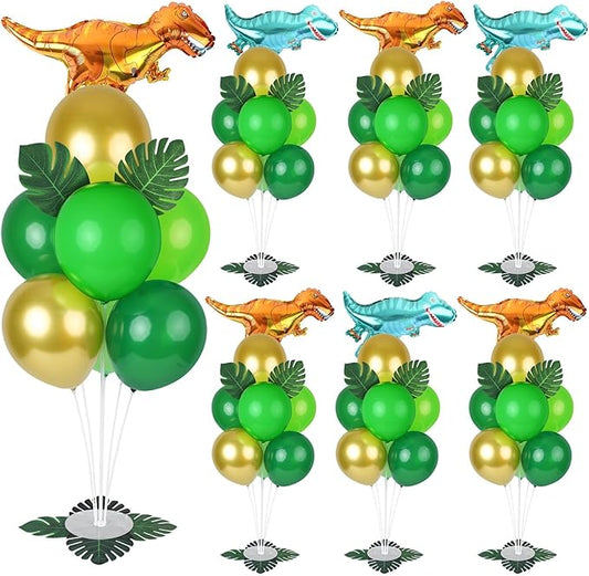 6 Sets Jungle Safari Balloon Stand Kit for Table Gold Green Balloons