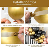 Black Rose Gold Balloon Garland Arch Kit Metallic Gold and Rose Gold