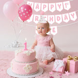 First Birthday Decorations for Girl Pink Bow One Birthday Hat and