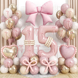 Pink Number 15 Balloon 40 Inch, Dusty Blush Pink Gold White Sand Latex
