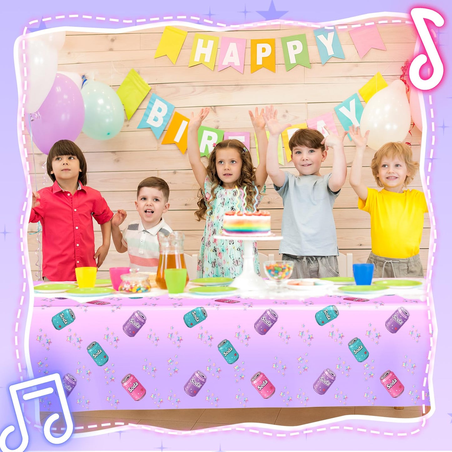 Gilprop 4 Pcs Kpop Themed Soda Bottle Birthday Party Decorations