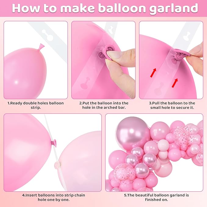 Amandir 153pcs Pink Balloon Garland Arch Kit, Different Sizes 18 12