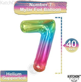 KatchOn, Giant Jelly Number 7 Balloon - 40 Inch | Multicolor Rainbow