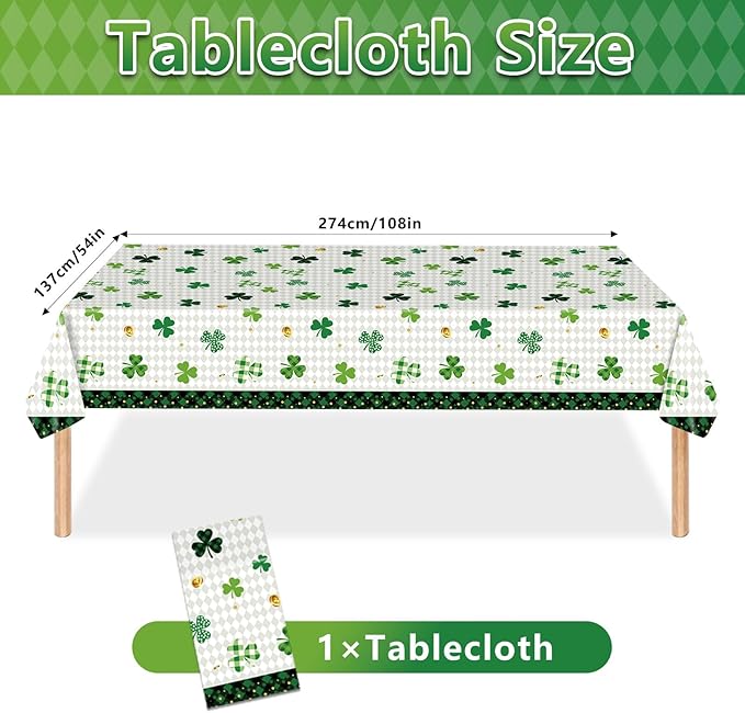 98PCS St Patrick's Day Party Supplies Green Irish Shamrock Tableware