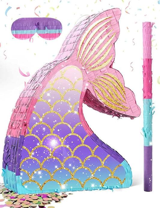 Mermaid Pinatas for Girl Under the Sea Piñata de Sirena with Wood