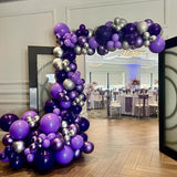 Purple Balloon Garland Arch Kit, 134PCS Purple and Silver Balloons
