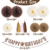 Brown Birthday Party Decorations for Women Neutral Boho Happy Banner
