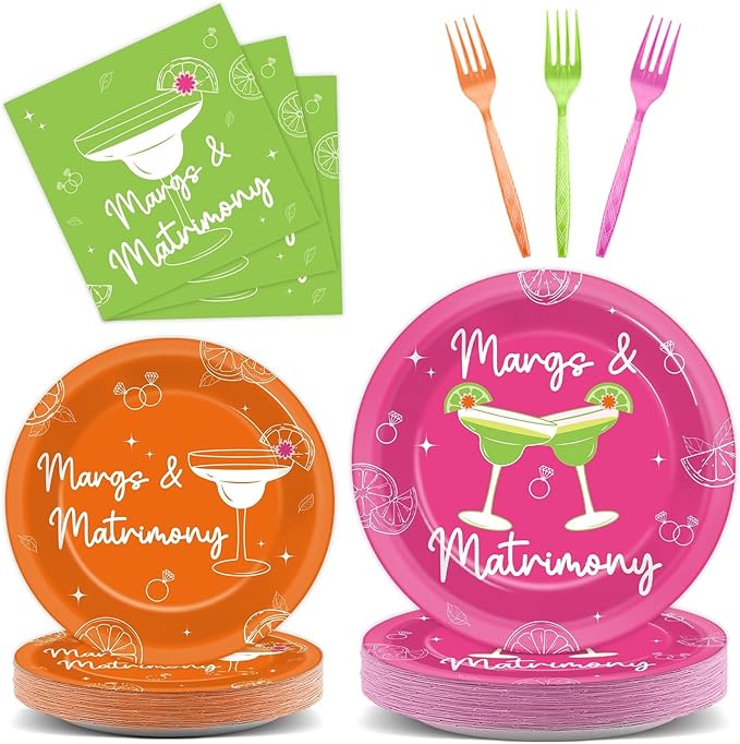 96pcs Margs & Matrimony Bachelorette Party Decorations Margs Plates